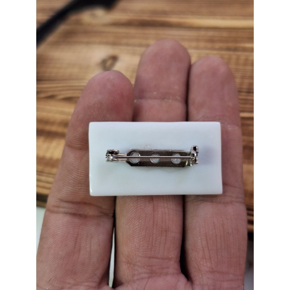 Fused Art Glass Rectangular Brooch Pin 1.5"‎ X 1" - Picture 3 of 6